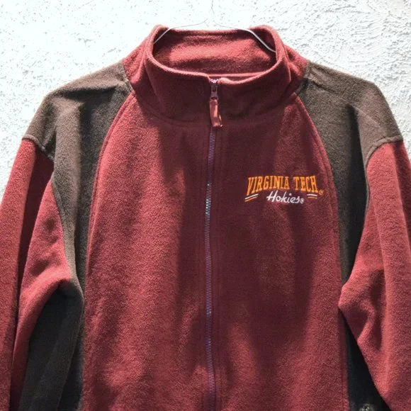 Virginia Tech VT Hokies Maroon Fleece Zip Up Jacket | Size L - Picture 4 of 7